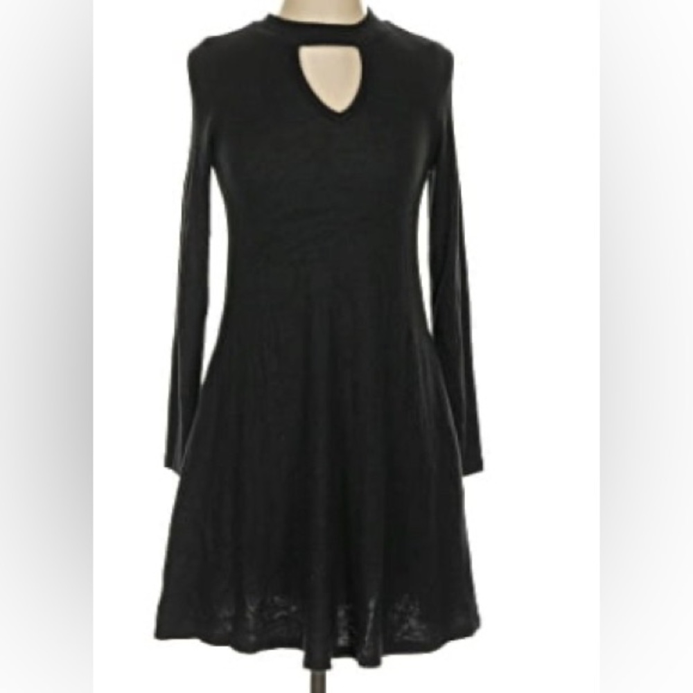 Iz Byer Long Sleeve Gray Patterned Dress